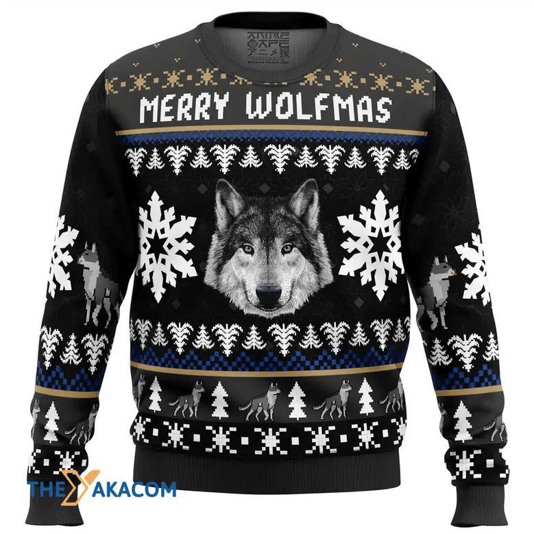 Merry Wolfmas Wolf Custom Gift For Fan Anime Christmas Ugly Sweater