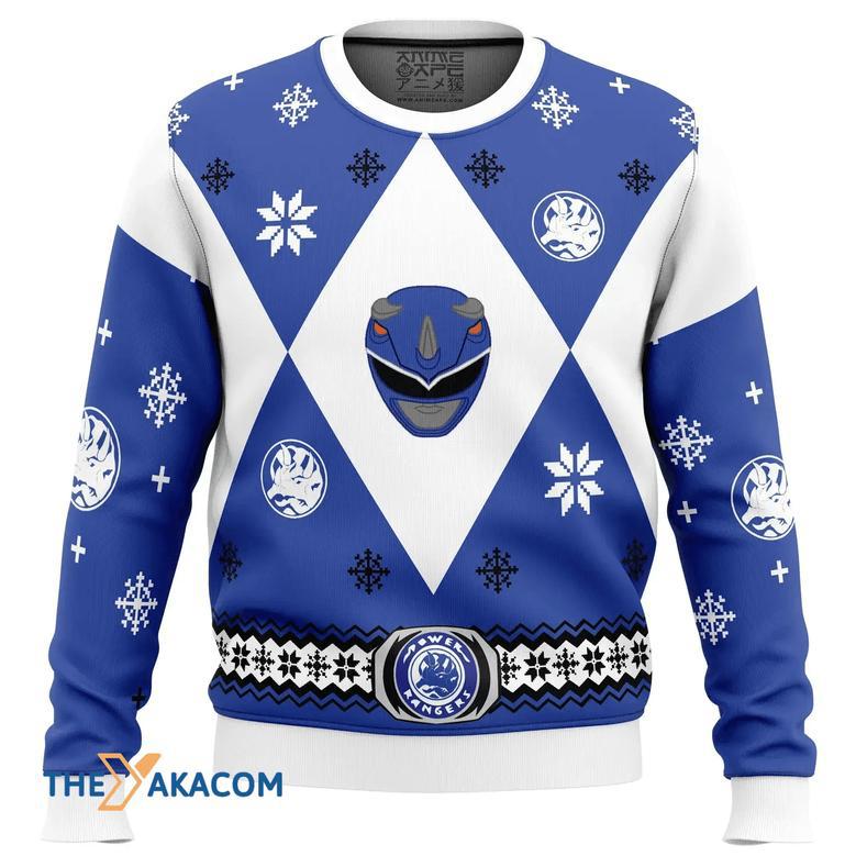 Mighty Morphin Power Rangers Blue Gift For Fan Anime Christmas Ugly Sweater