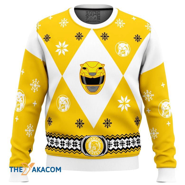 Mighty Morphin Power Rangers Yellow Gift For Fan Anime Christmas Ugly Sweater