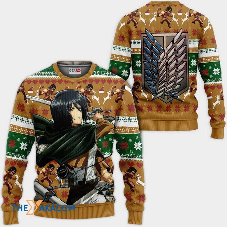 Mikasa Ackerman Anime Attack On Titan Custom Gift For Fan Anime Christmas Ugly Sweater