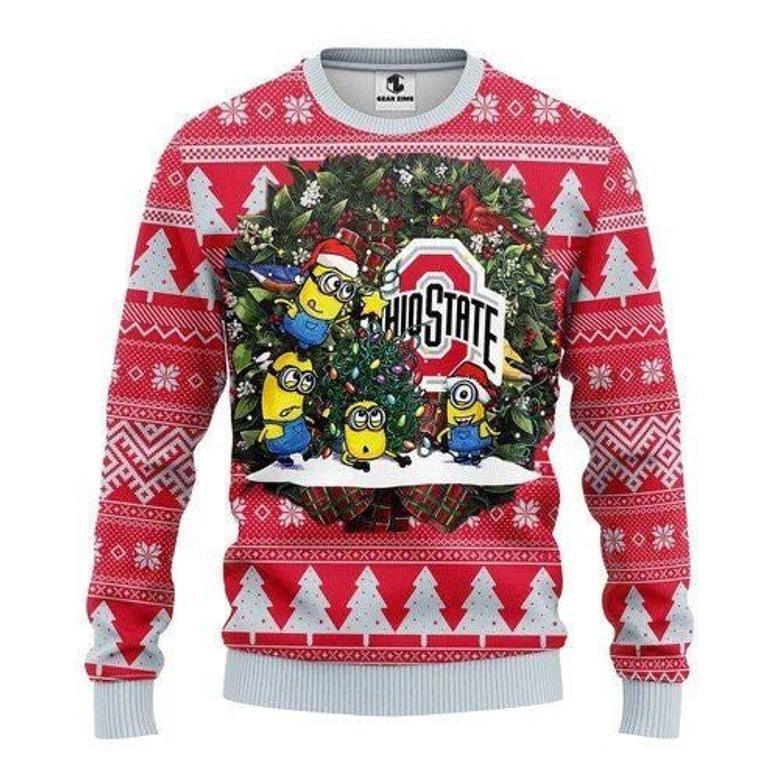 Minions Ugly Sweater Ohio State Minion Christmas Pattern Red Sweater Awesome Minions Sweater