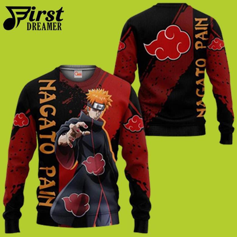 Nagato Pain Akatsuki Naruto Christmas Sweater Custom Anime Akatsuki Ugly Christmas Sweater - Chow