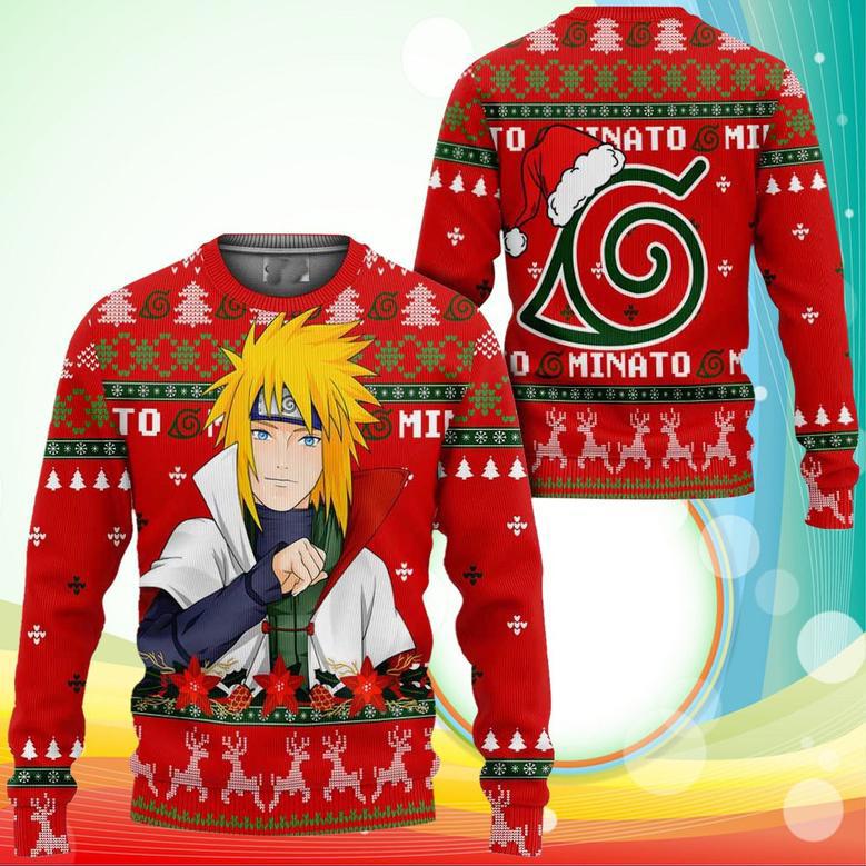 Namikaze Minato Ugly Christmas Sweater Naruto Anime Xmas Gifts