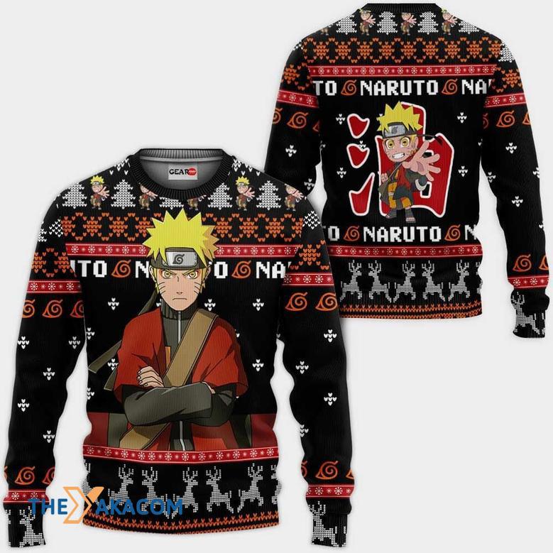 Naruto Sage Naruto Anime Black Custom Gift For Fan Anime Christmas Ugly Sweater