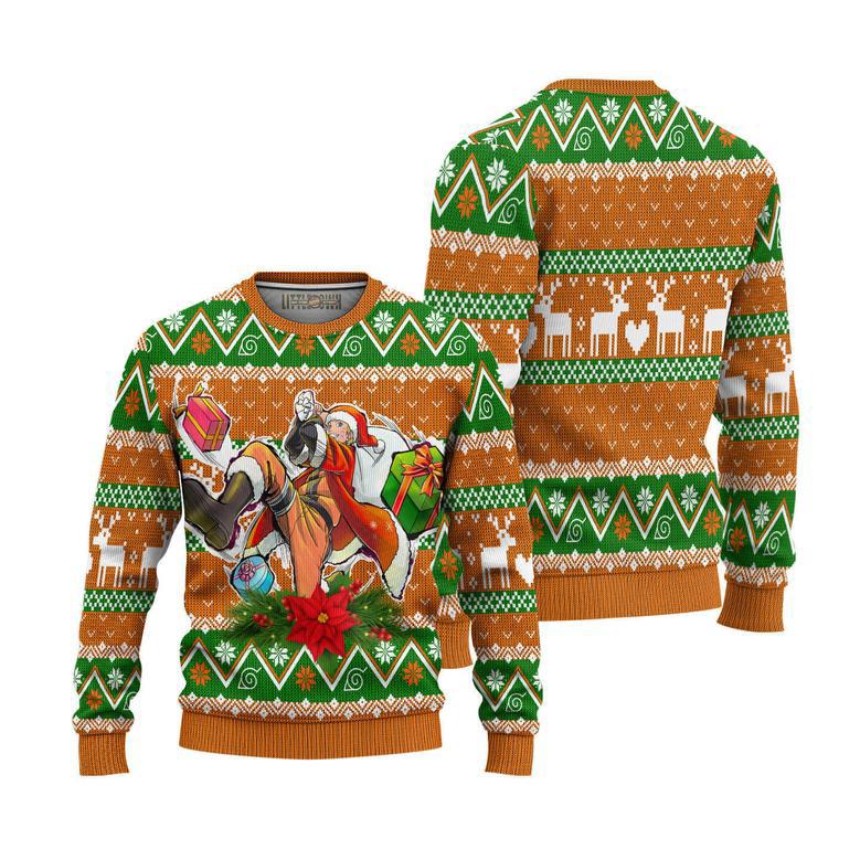 Naruto Uzumaki Knitted Ugly Christmas Sweater Orange x Green