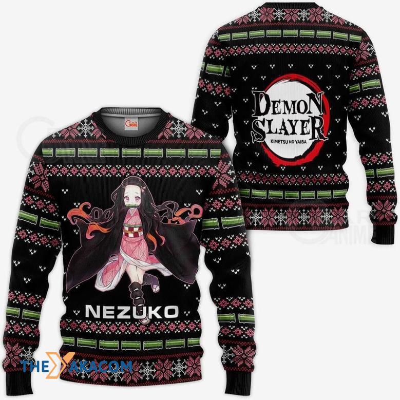 Nezuko Kamado Kimetsu no Yaiba Anime Black with Pattern Custom Gift For Fan Anime Christmas Ugly