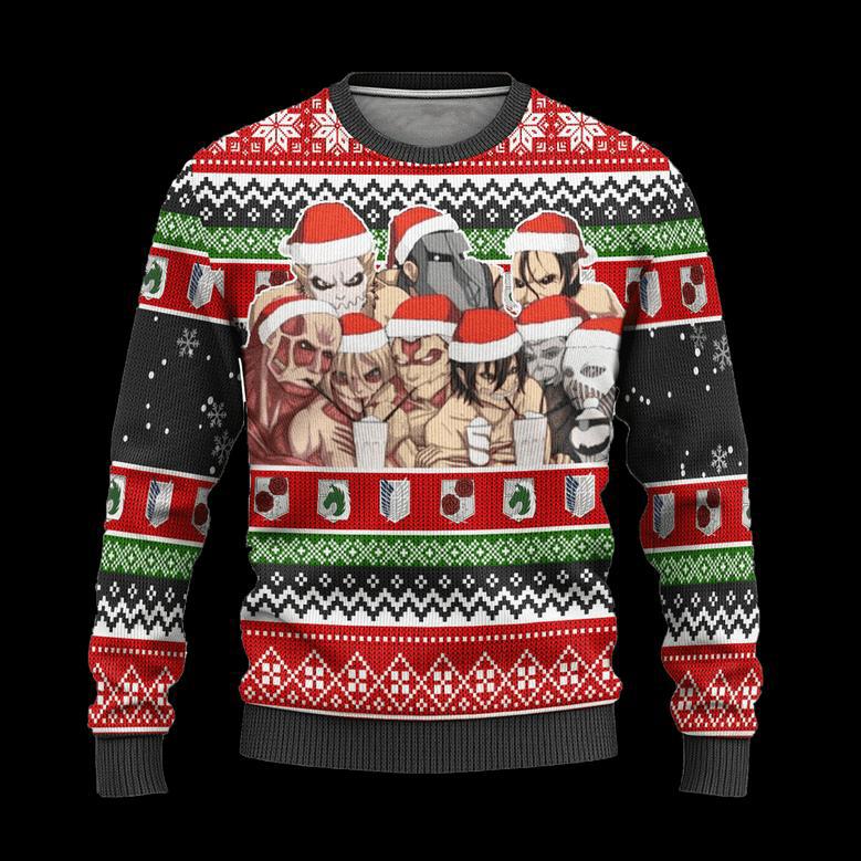 Nine Titans Attack on Titan Anime Ugly Christmas Sweatshirt Xmas Gift