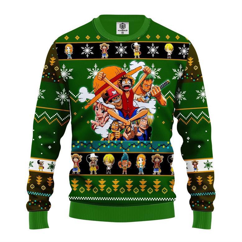 One Peace Green Anime Ugly Christmas Sweater