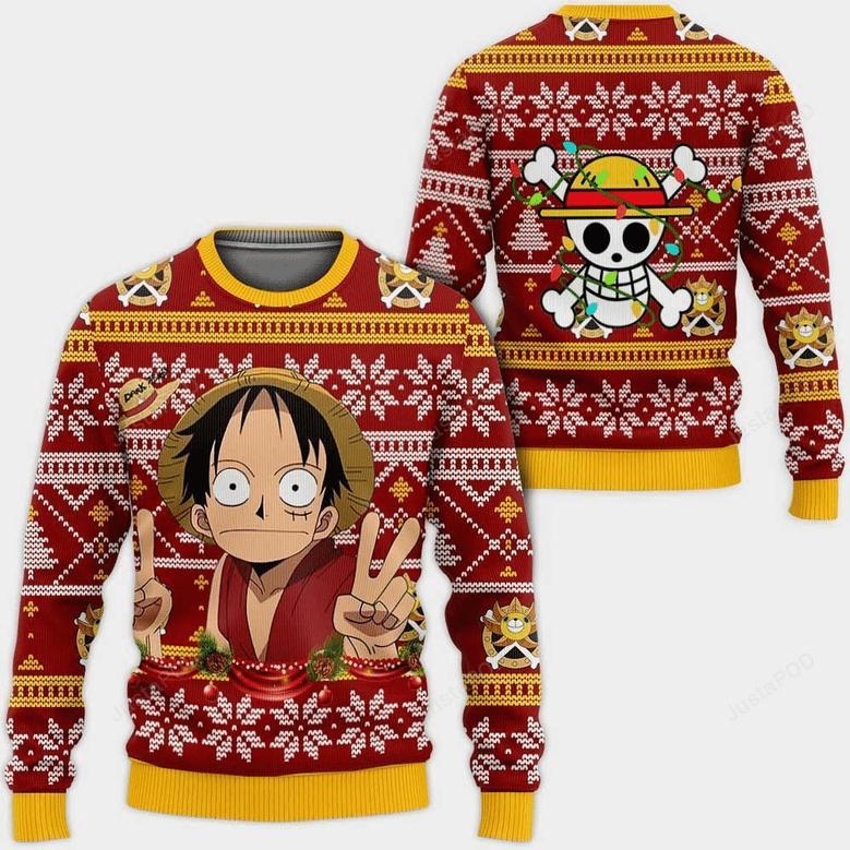 One Piece Anime Monkey D. Luffy Ugly Sweater Gifts