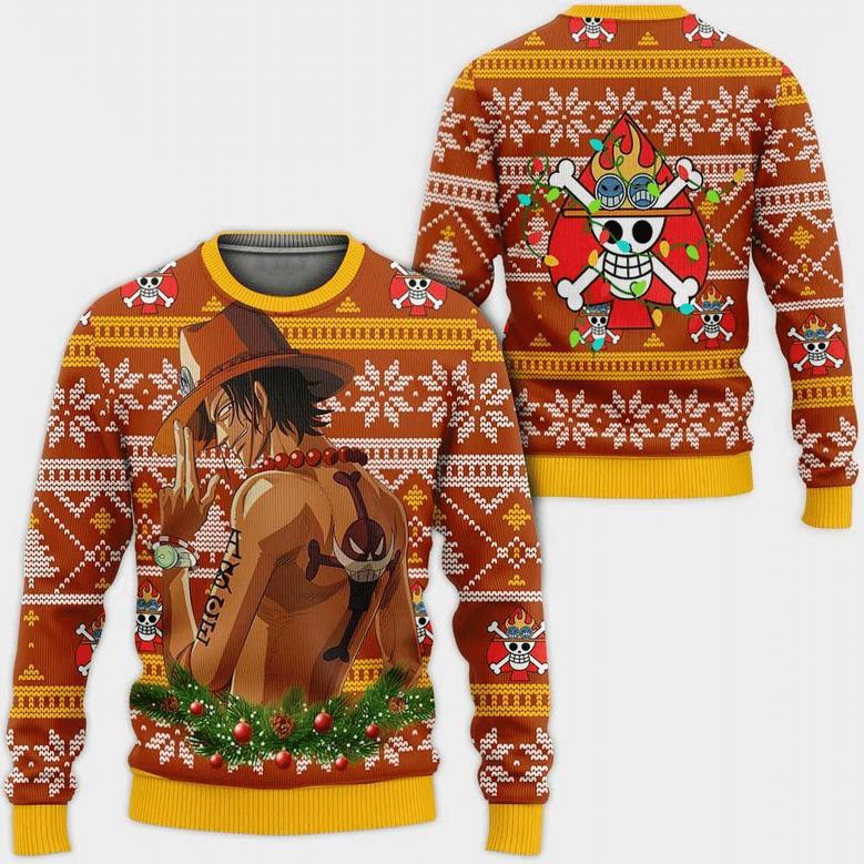 One Piece Anime Portgas Ace Ugly Sweater Gifts