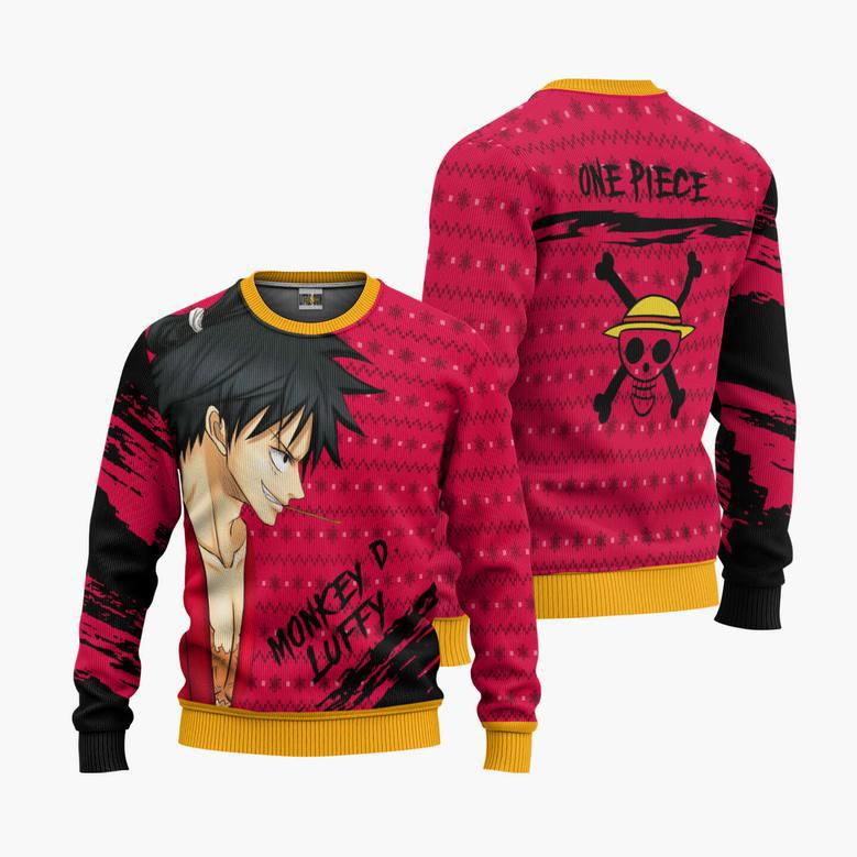 One Piece Monkey D Luffy Ugly Christmas Knitted Sweatshirt