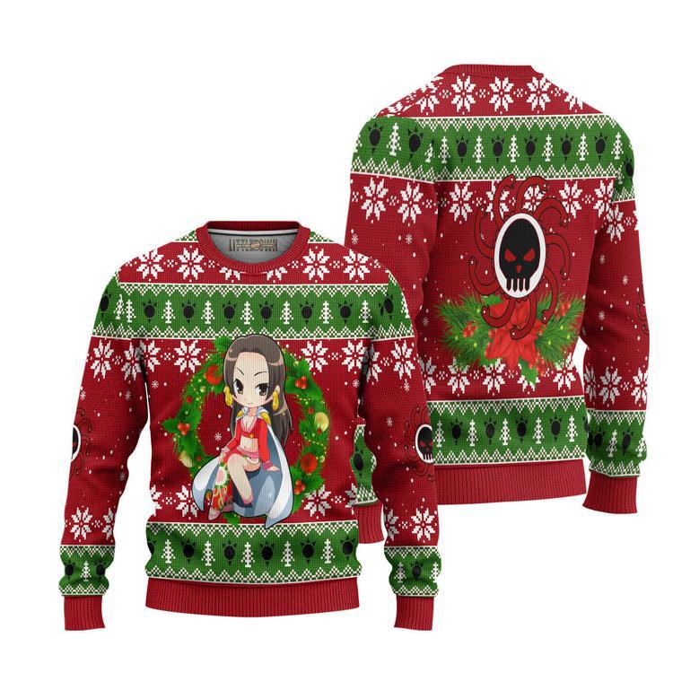 One Piece Ugly Sweater Boa Hancock Custom Knitted Sweatshirt Anime Christmas Gift