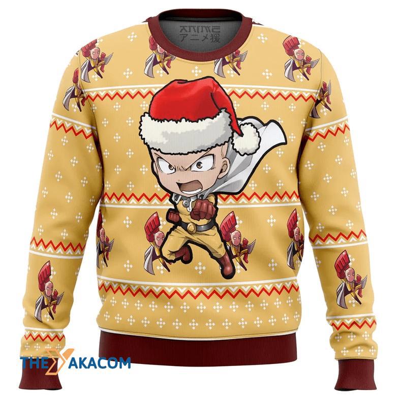 One Punch Chibi Saitama Gift For Fan Anime Christmas Ugly Sweater