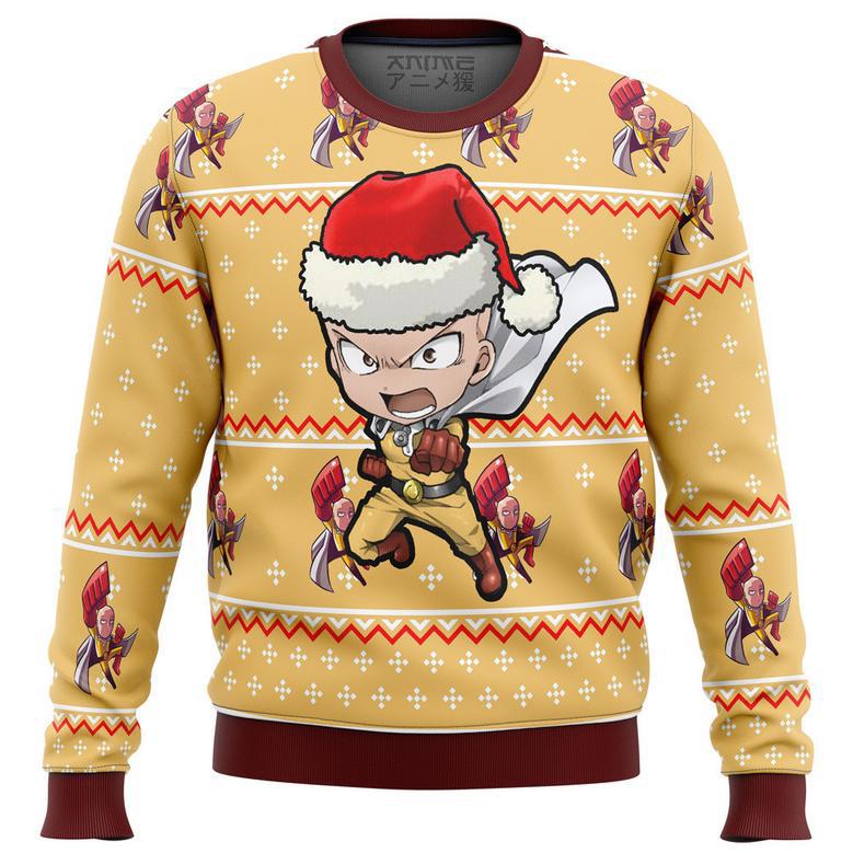 One Punch Chibi Saitama Ugly Christmas Sweater