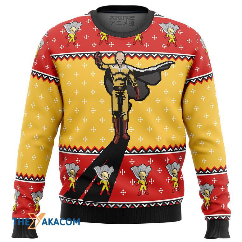 One Punch Man Saitama Shadow Gift For Fan Anime Christmas Ugly Sweater