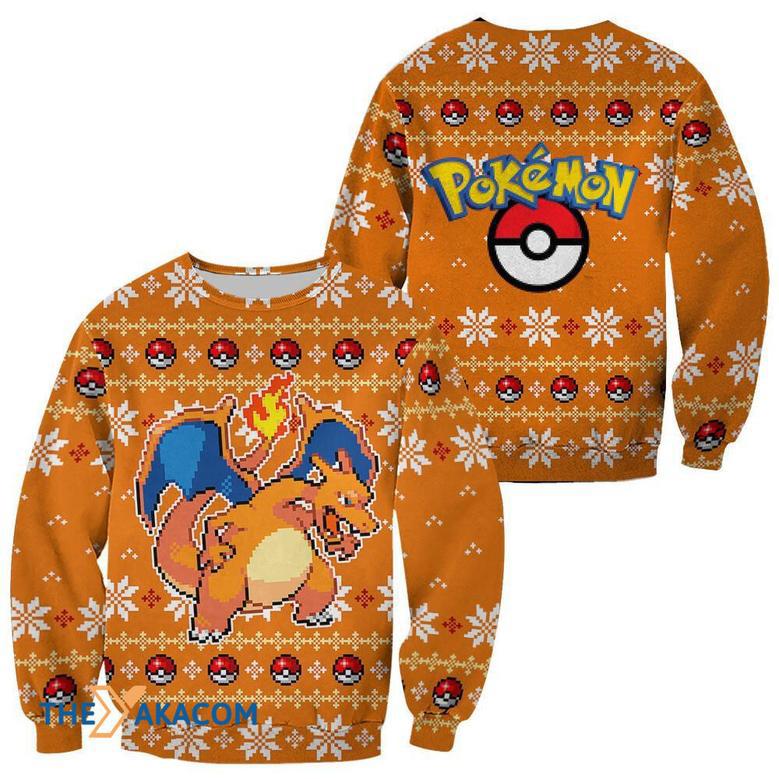 Pixel Charizard Pokemon Anime Ugly Sweater