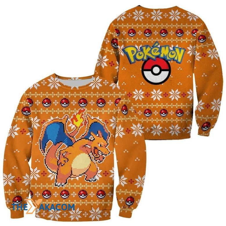 Pixel Pokemon Charizard Custom Gift For Fan Anime Christmas Ugly Sweater