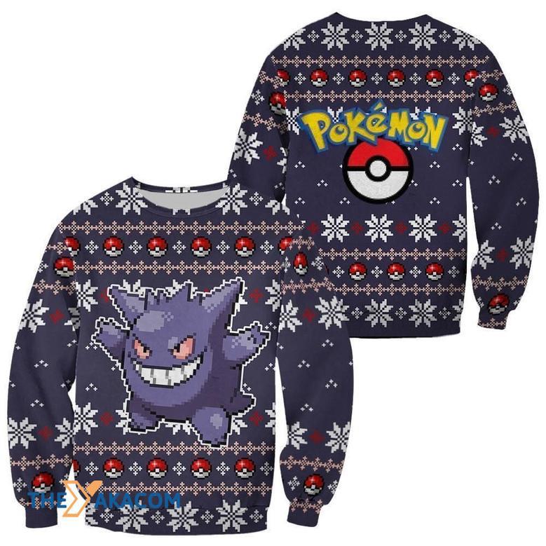 Pixel Pokemon Gengar Custom Gift For Fan Anime Christmas Ugly Sweater