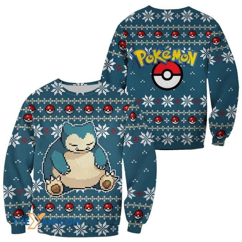 Pixel Pokemon Snorlax Custom Gift For Fan Anime Christmas Ugly Sweater