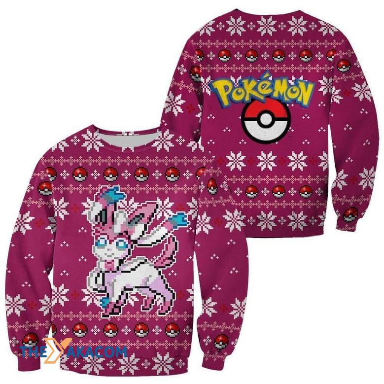 Pixel Pokemon Sylveon Custom Gift For Fan Anime Christmas Ugly Sweater