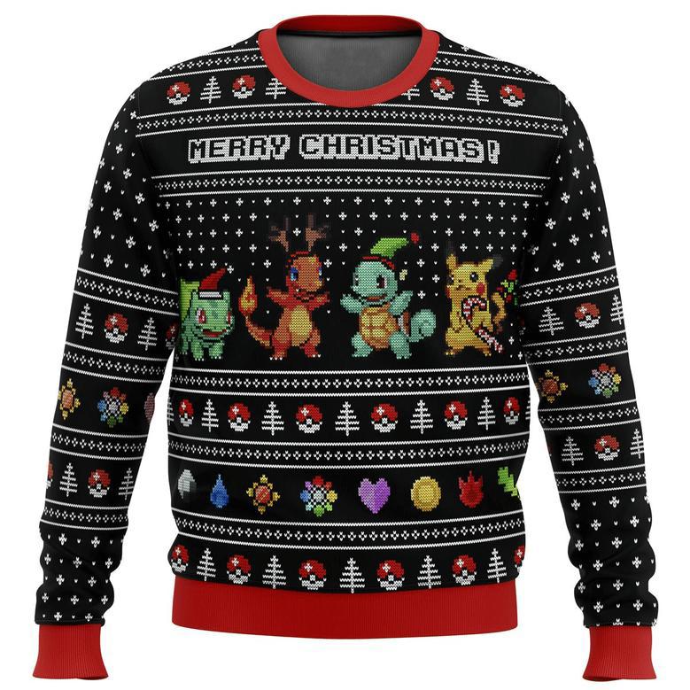 Pokemon Anime Kanto Starters Ugly Sweater Gifts