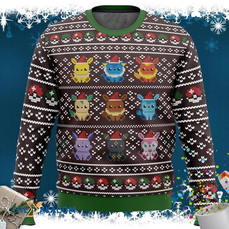 Pokemon Eeveelution Manga Anime Brown Ugly Sweater