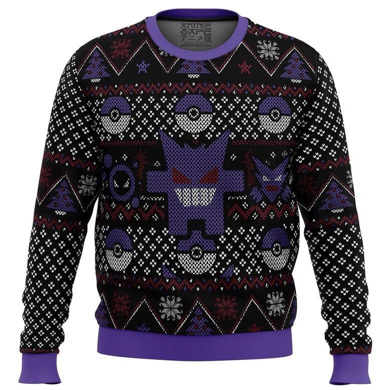 Pokemon Ghosts Gengar Ghastly Haunter Ugly Christmas Sweater