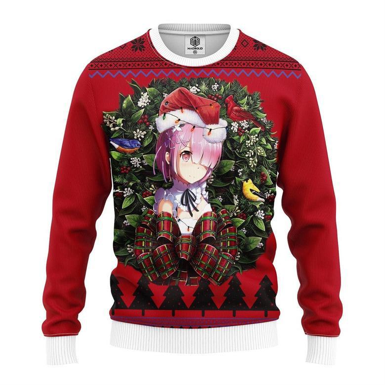 Ram Render Rezero Ram Anime Noel Mc Ugly Christmas Sweatshirt