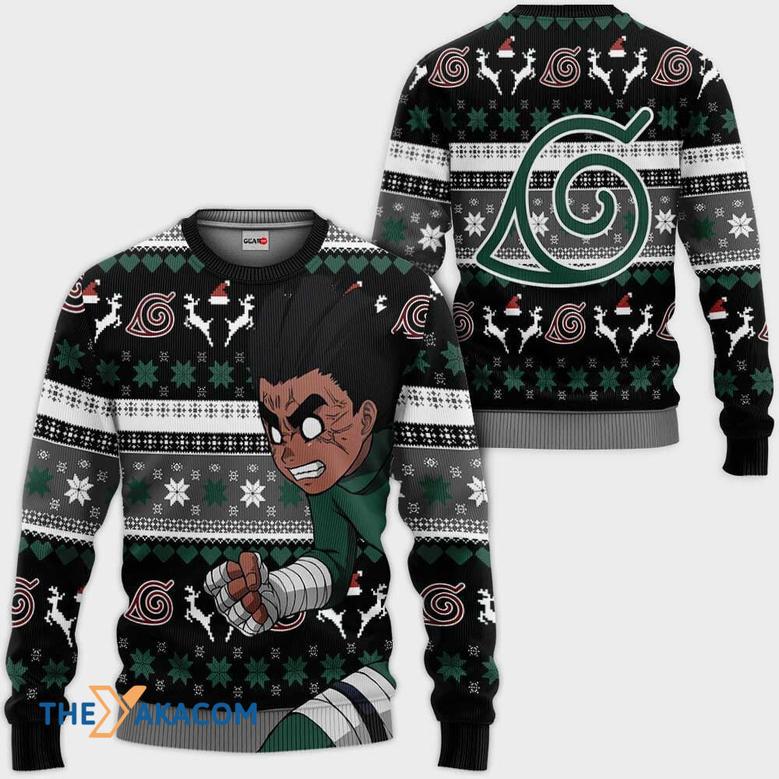 Rock Lee Black Custom With Pattern Gift For Fan Anime Christmas Ugly Sweater