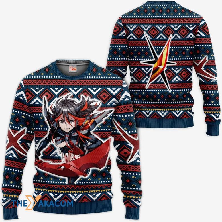 Ryuko Matoi Anime Kill La Kill Custom Gift For Fan Anime Christmas Ugly Sweater