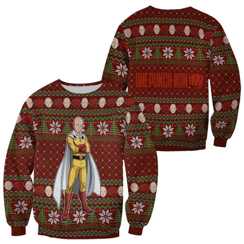 Saitama Ugly Christmas Sweater One Punch Man Anime Xmas Gift Custom Clothes