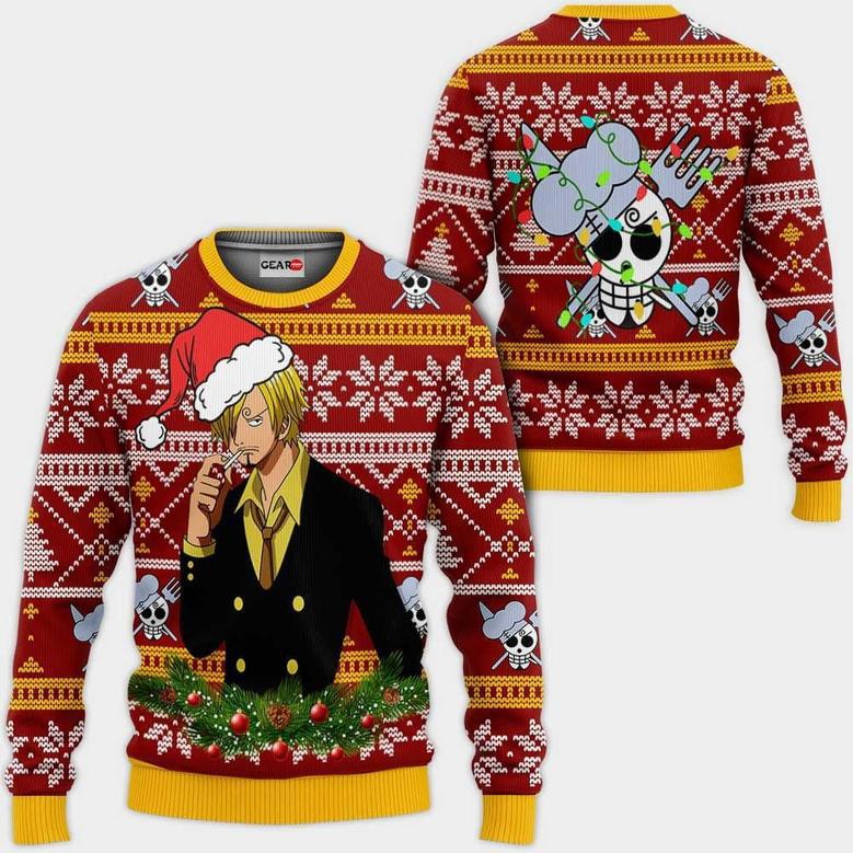 Sanji Ugly Christmas Sweater Custom One Piece Anime Xmas Gifts