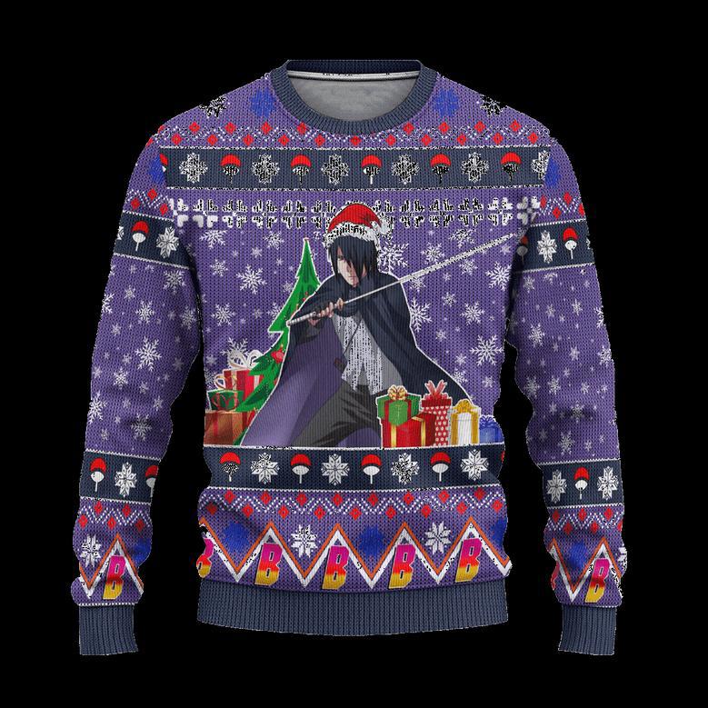 Sasuke Uchiha Anime Ugly Christmas Sweater Custom Boruto Xmas Gift