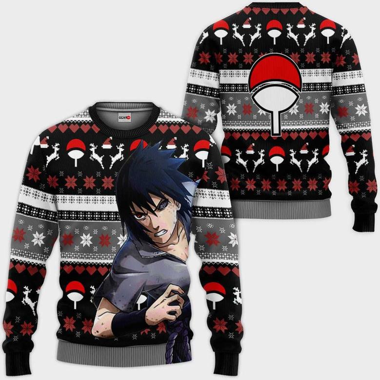 Sasuke Uchiha Ugly Christmas Sweater Custom Anime