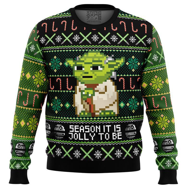 Season It Is Jolly To Be Yoda Ugly Christmas Sweater