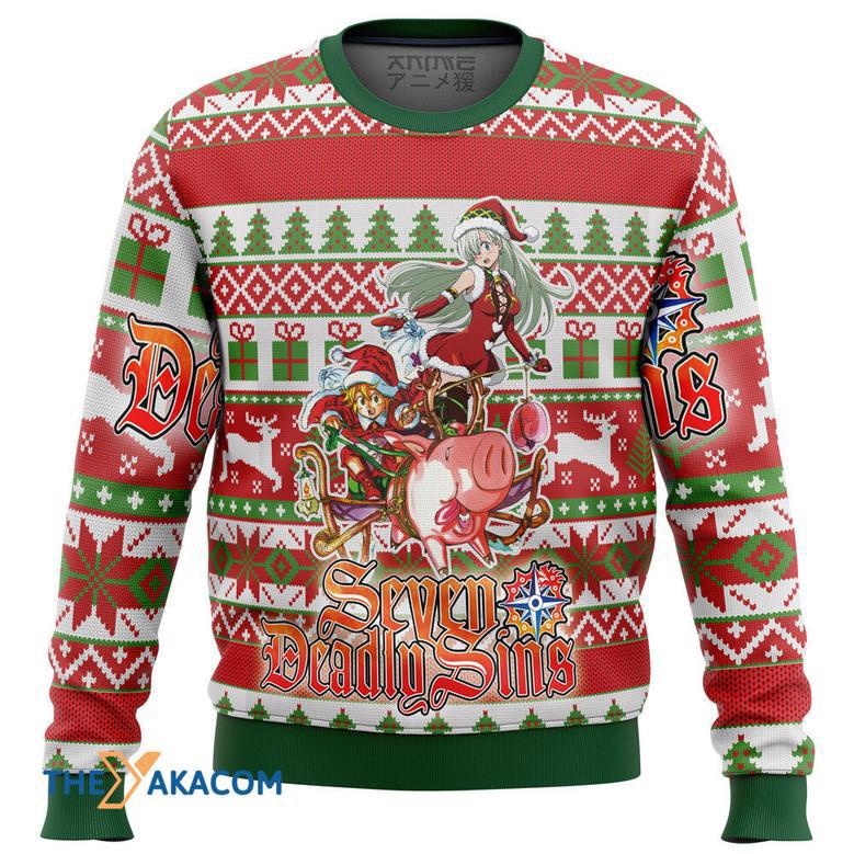 Seven Deadly Sins Alt Gift For Fan Anime Christmas Ugly Sweater