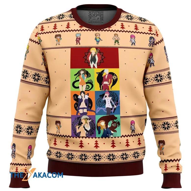 Seven Deadly Sins Minimal Custom Gift For Fan Anime Christmas Ugly Sweater