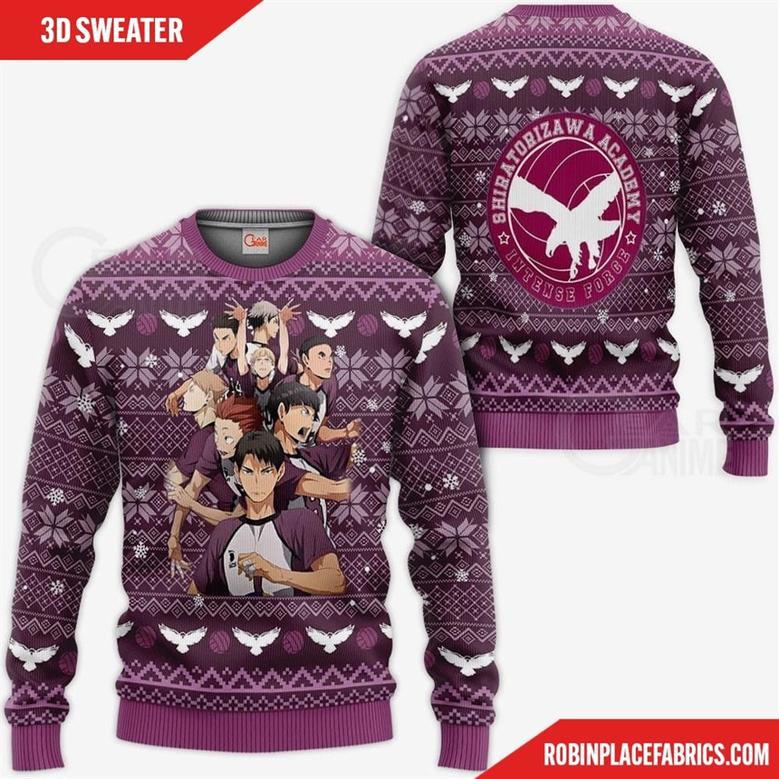 Shiratorizawa Academy Ugly Christmas Sweater Haikyuu Anime Xmas