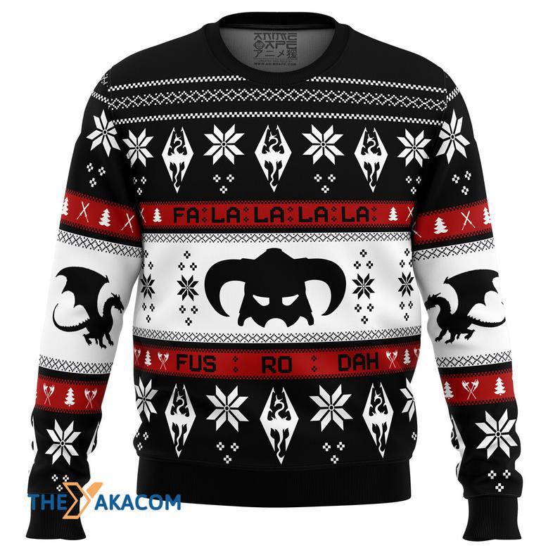 Skyrim Fusrodah Gift For Fan Anime Christmas Ugly Sweater