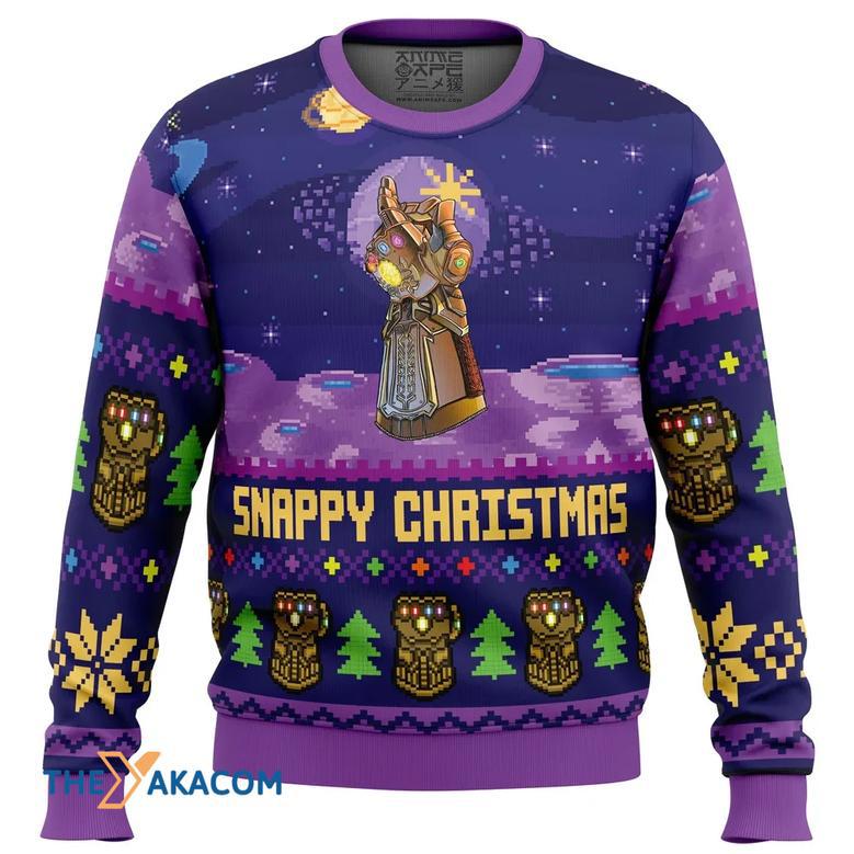 Snappy Christmas Infinity Gauntlet Marvel Gift For Fan Anime Christmas Ugly Sweater