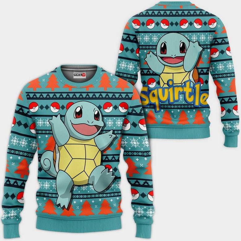 Squirtle Ugly Christmas Sweater Custom Anime Pokemon Xmas Gifts