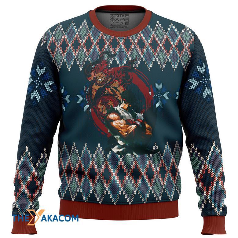 Street Fighter Ryu and Akuma Gift For Fan Anime Christmas Ugly Sweater