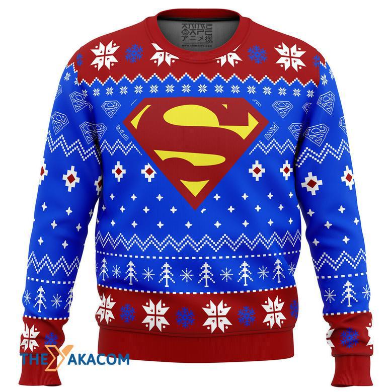 Super Heroes Superman Christmas Gift For Fan Anime Christmas Ugly Sweater