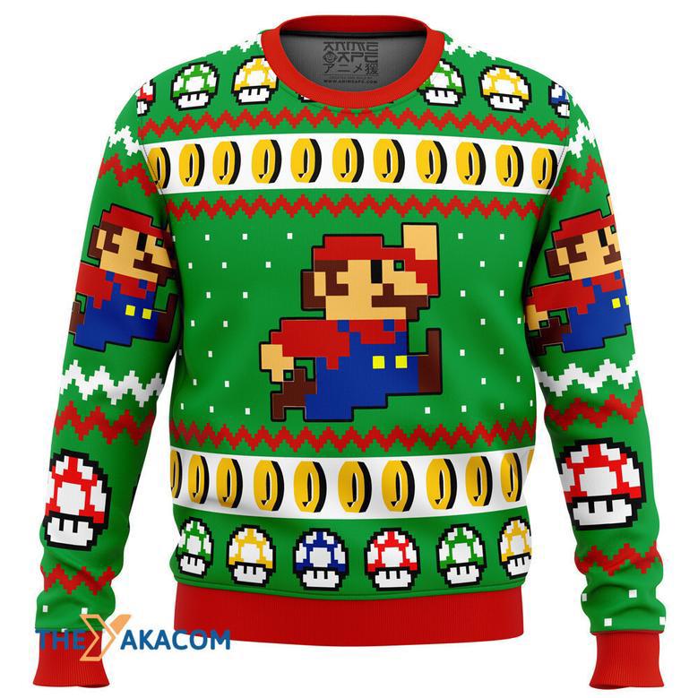 Super Mario Jump Gift For Fan Anime Christmas Ugly Sweater