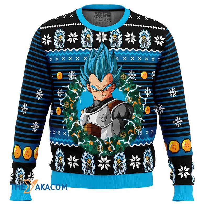 Super Saiyan Blue Vegeta Gift For Fan Anime Christmas Ugly Sweater