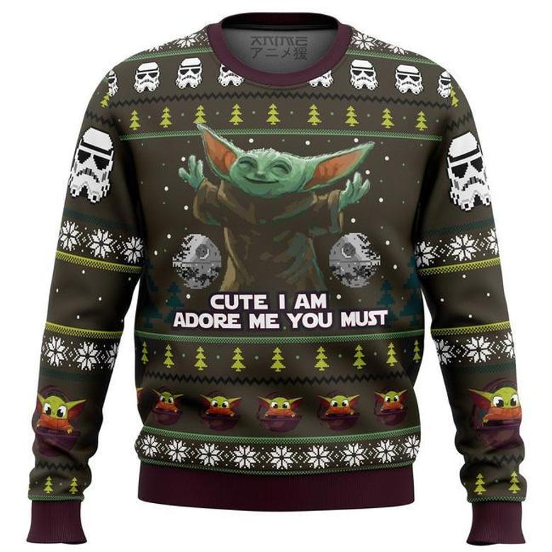 SW Christmas Sweater Cute I Am Adore Me You Must Grogu Ugly Sweater Awesome SW Ugly Sweater