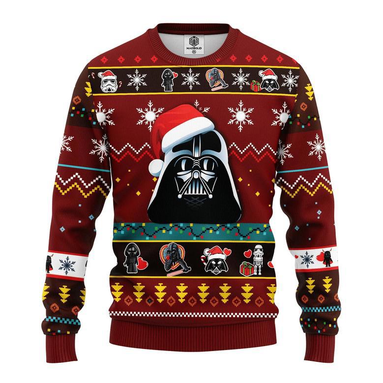 SW Christmas Sweater Darth Vader Pattern Red Ugly Sweater Amazing High Quality SW Ugly Sweater