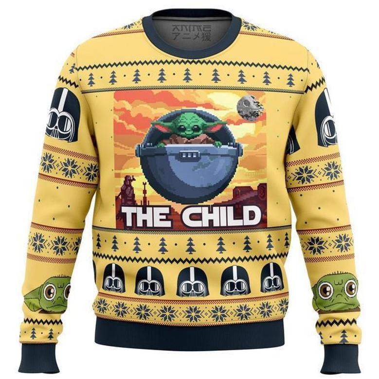 SW Christmas Sweater The Child Grogu Yellow Ugly Sweater Cute Amazing SW Ugly Sweater