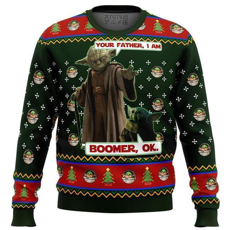 SW Christmas Sweater Your Father I Am Boomer Ok Green Ugly Sweater Awesome SW Ugly Sweater