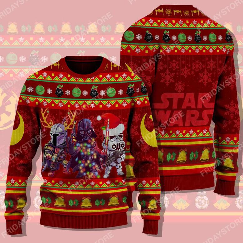 SW Sweater D.Vader Trooper Mandalorian Christmas Pattern Ugly Sweater Cute SW Ugly Sweater